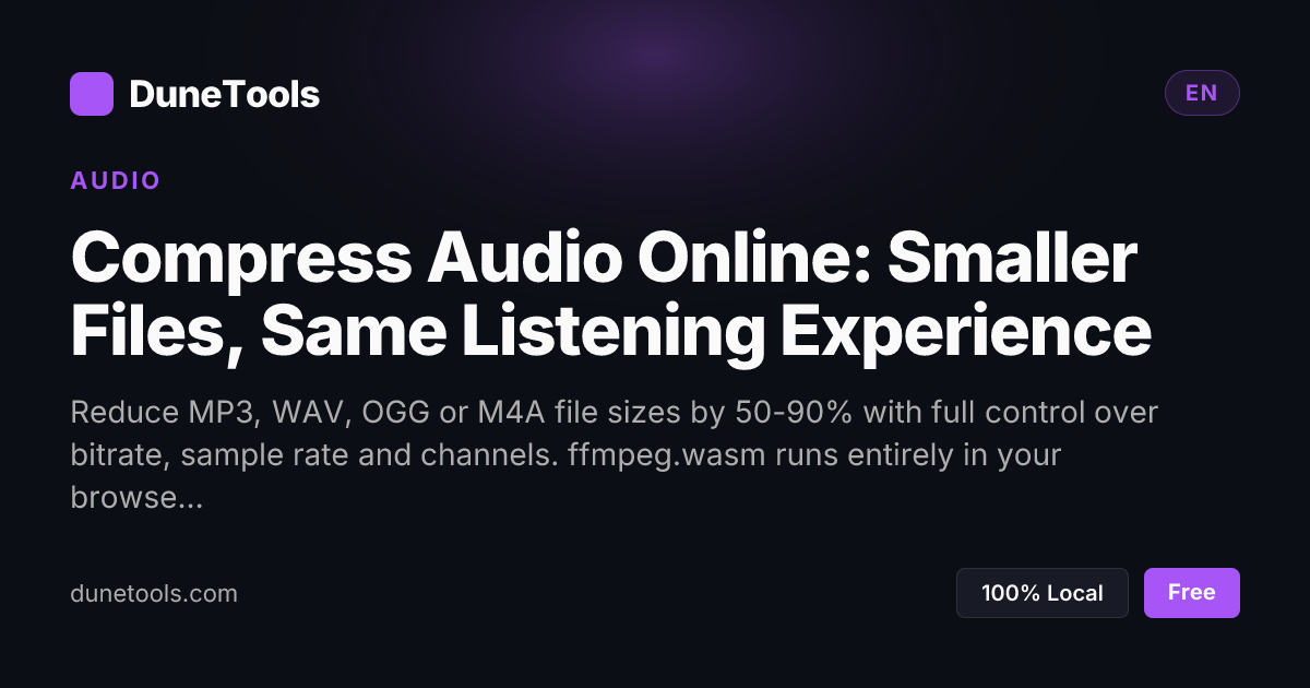 Compress Audio Online Free – Reduce MP3/WAV Size (2026) | DuneTools