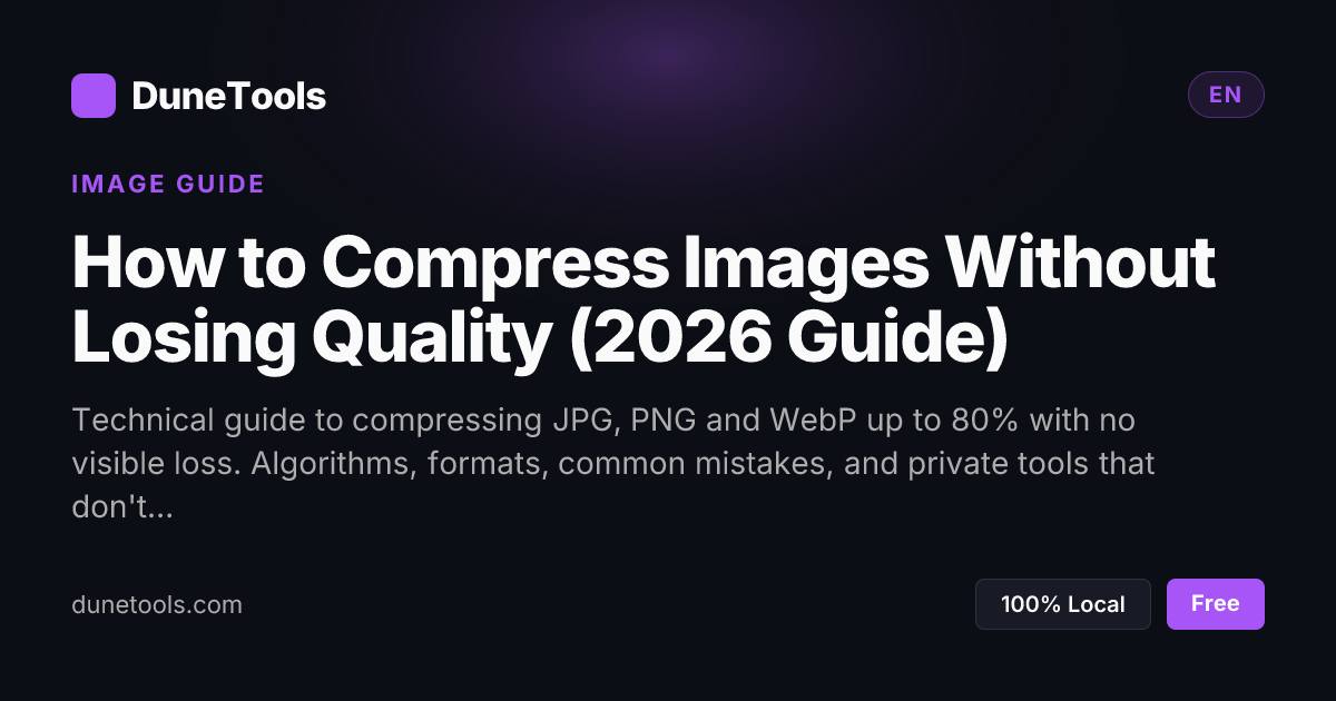 How to Compress Images Without Losing Quality (2026 Guide) | DuneTools