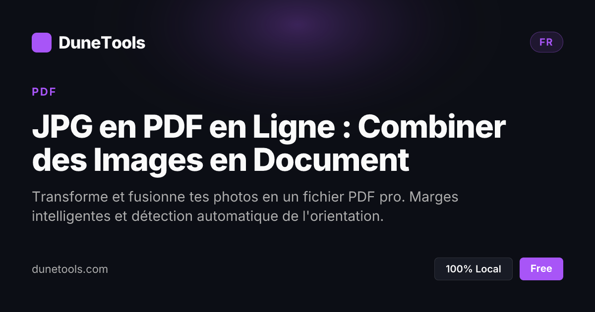Convertir JPG en PDF en Ligne Gratuit | Combiner Images - DuneTools