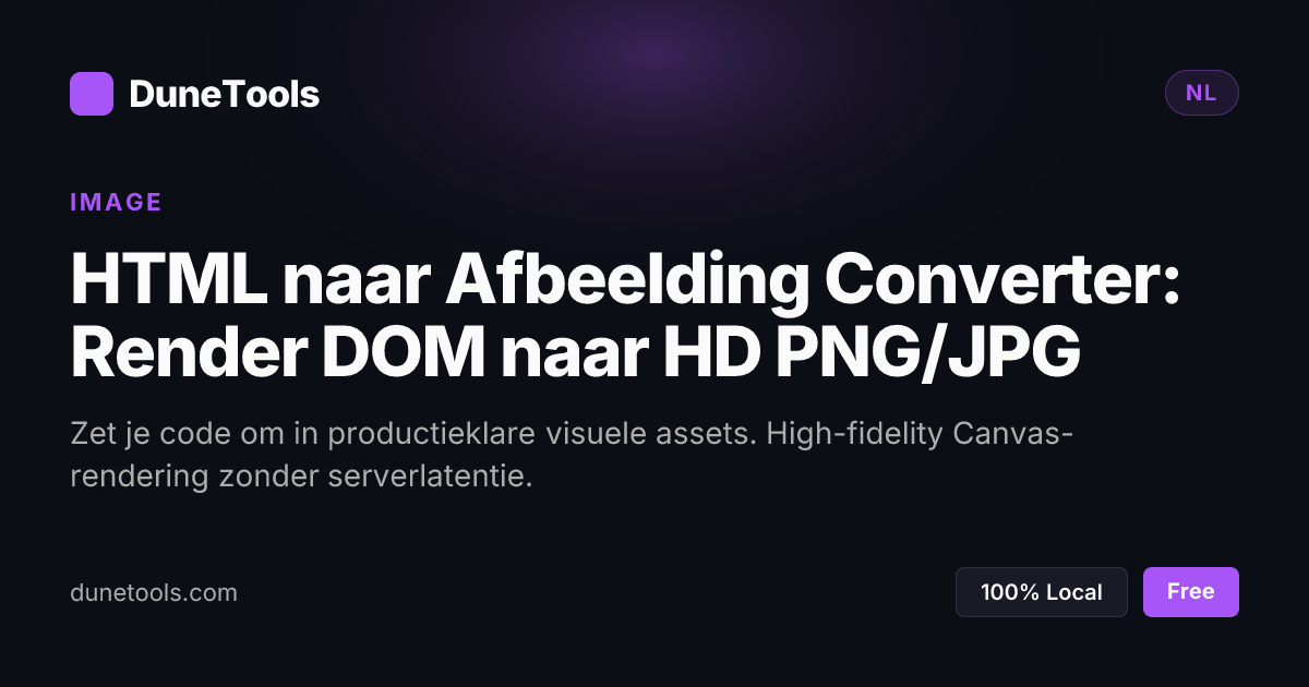 HTML naar Afbeelding Converter – Gratis Online (PNG/JPG) | DuneTools